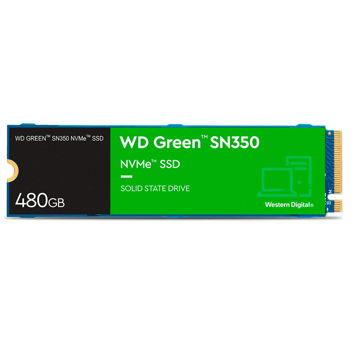 SSD M.2 480GB WD Green SN350 - NVMe - Leitura 2400MB/s - Gravação 1650MB/s - WDS480G2G0C