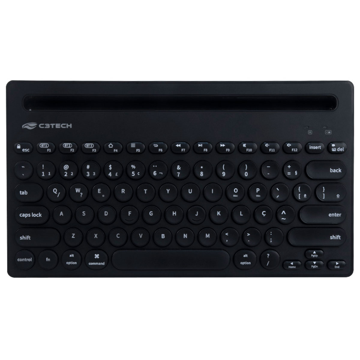 Teclado sem Fio C3Tech K-BT200BK - Padrão TKL PT/BR - Bluetooth - Multi-Device - Para Tablet, Celular e PC