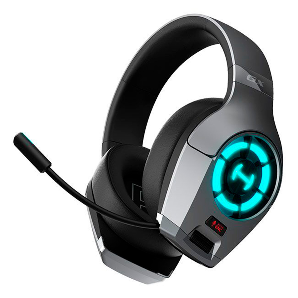 Headset Gamer Edifier Hi-Res Hecate GX - Microfone Retrátil - Conector P2 e USB-C - LED RGB - Cinza Escuro