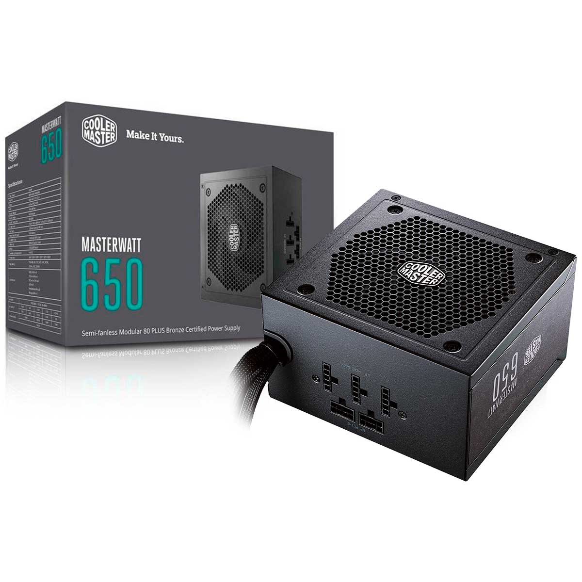 Fonte 650W Cooler Master MW - Semi-Modular - PFC Ativo - Eficiência 85% - 80 PLUS® Bronze - MPX-6501-AMAAB-WO