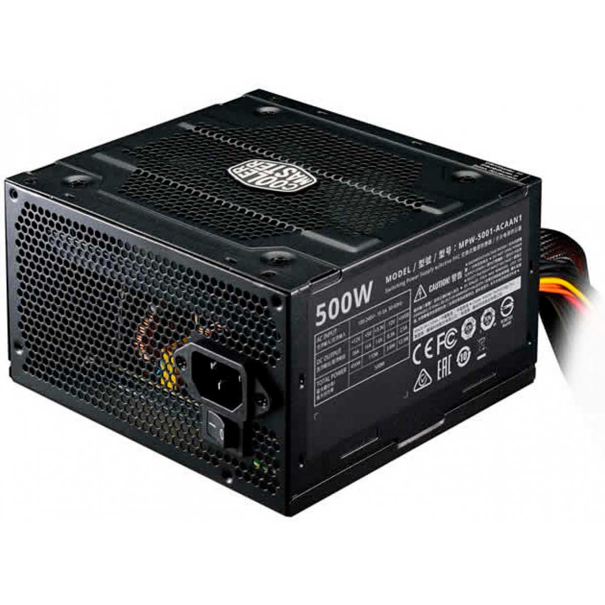 Fonte 500W Cooler Master Elite V3 - PFC Ativo - Eficiência 75% - MPW-5001-ACAAN1-WO