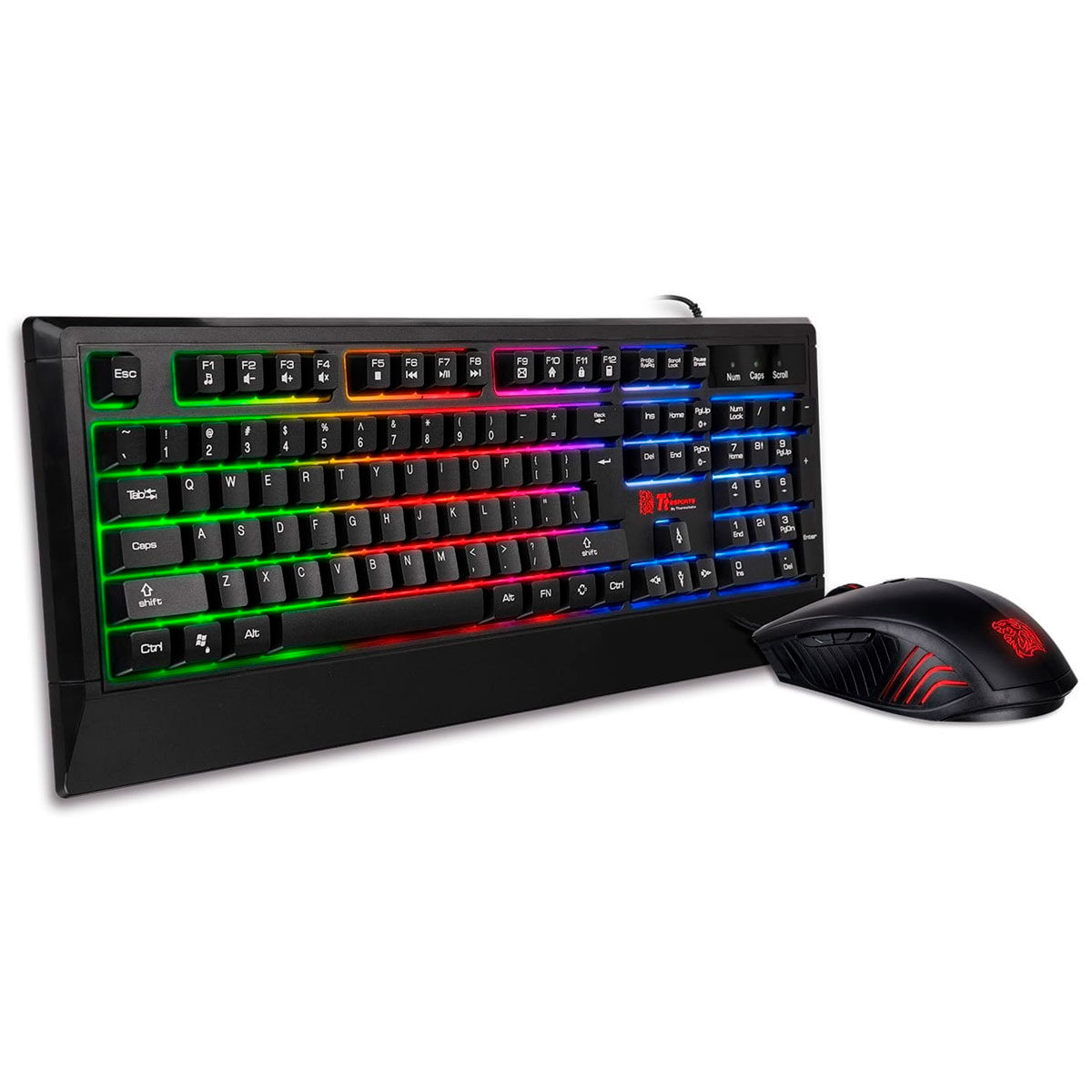 Kit Teclado e Mouse Gamer Thermaltake Chalenger - 2400dpi - Padrão US - Iluminado - CM-CHC-WLXXPL-PB