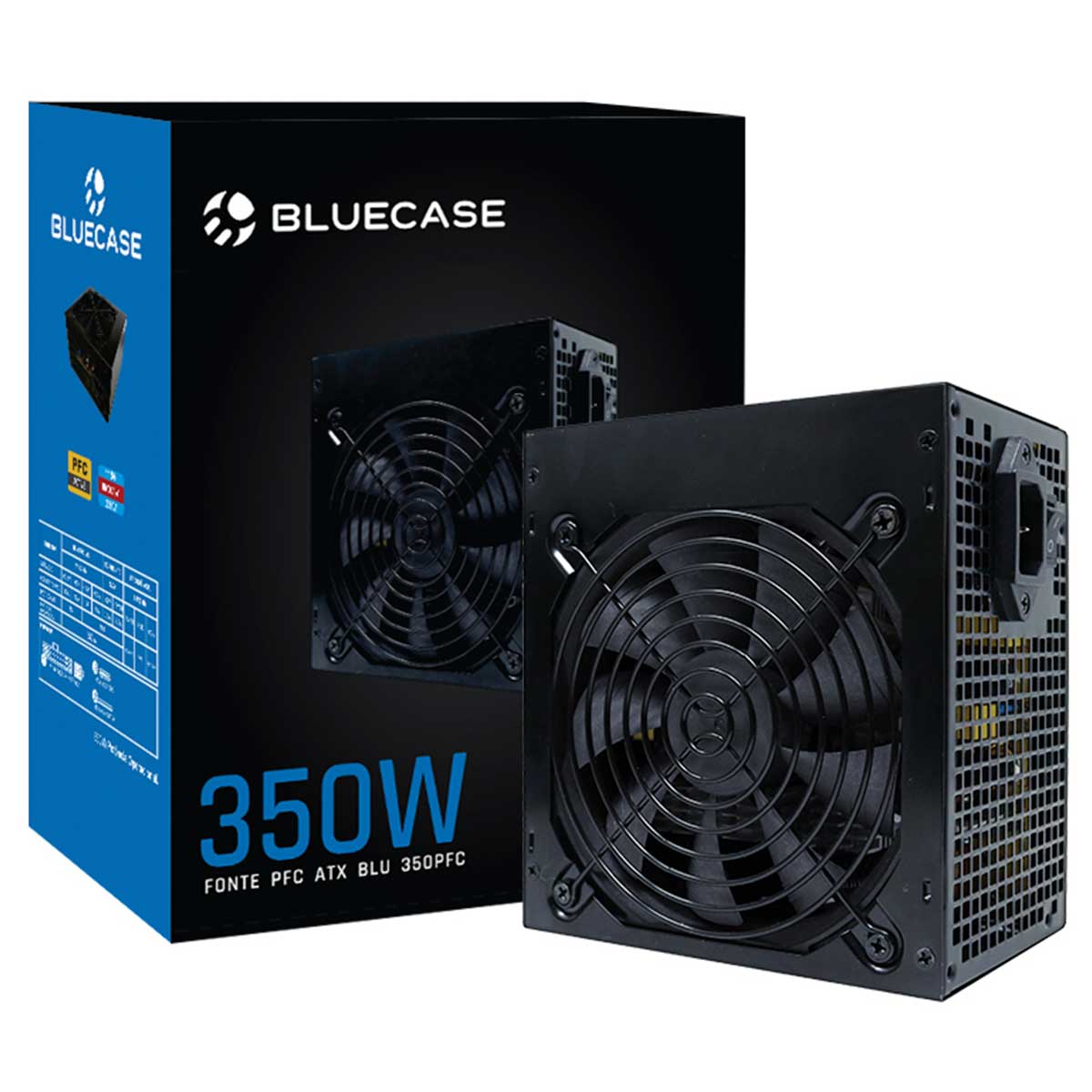 Fonte 350W Bluecase BLU350PFC - PFC Ativo - BLU350GPCASE