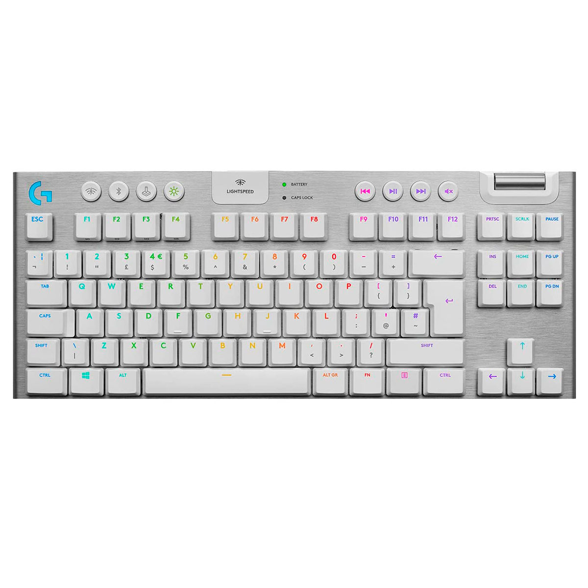 Teclado Mecânico Gamer Logitech G915 TKL - Bluetooth e USB - G HUB - RGB - Switch GL Tactile - Branco - 920-009660