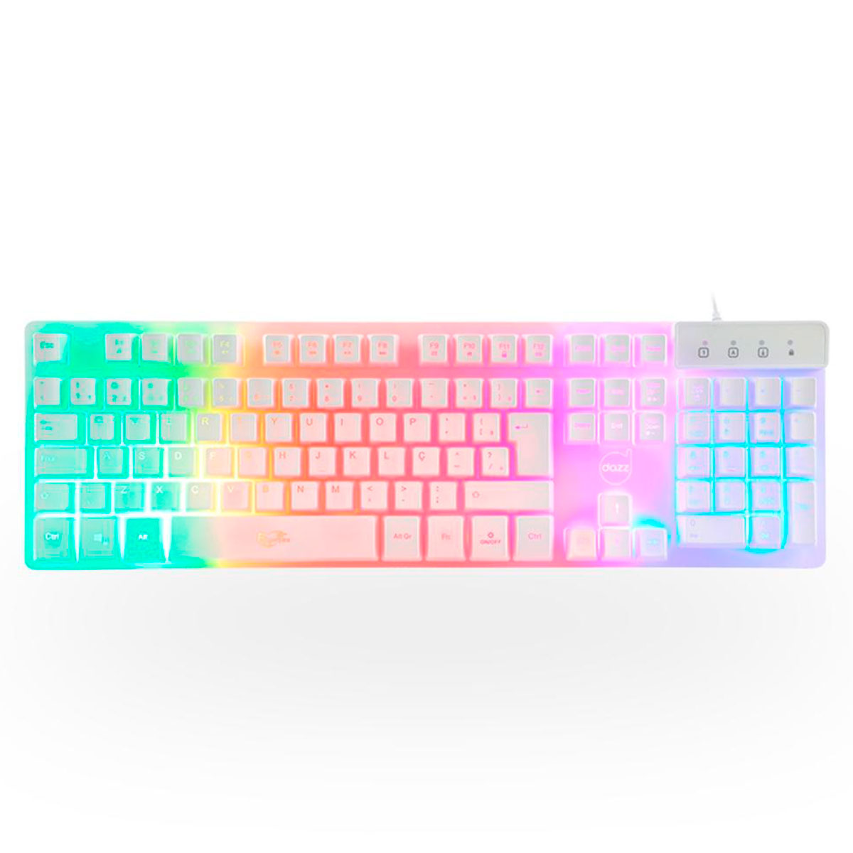 Teclado Gamer Dazz Rapid Fire Asgard - ABNT2 - LED Rainbow - Branco - 62000041