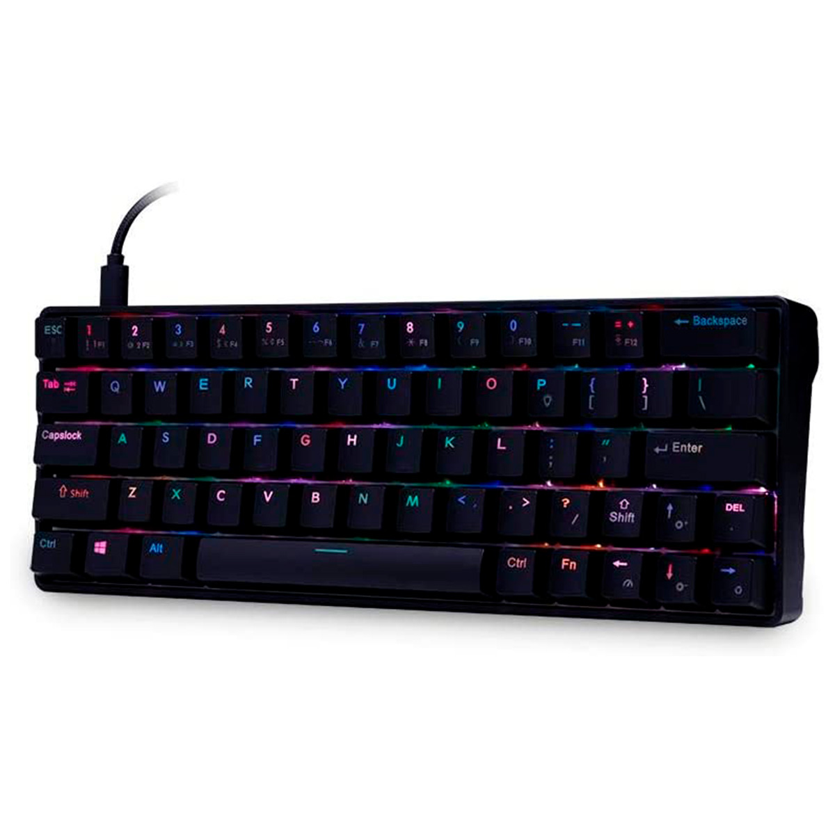 Teclado Mecânico Gamer Dazz MK60 - Padrão US - LED RGB - Switch Gateron Blue - 62000060