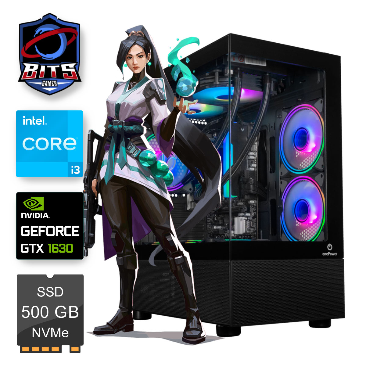 PC Gamer Bits 2024 - Intel i3 12100F, 16GB, SSD 500GB, Video GeForce GTX 1630 4GB - Windows 11