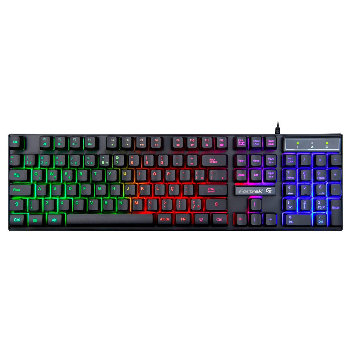 Teclado Gamer Fortrek Blackfire New - Iluminação LED Rainbow - Teclas Multimídia - 75857