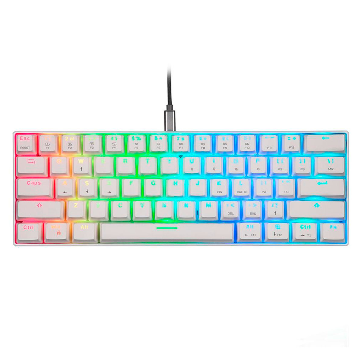 Teclado Mecânico Gamer Motospeed CK61 Essential - RGB - Switch Azul - Branco - FMSTC0115BRO