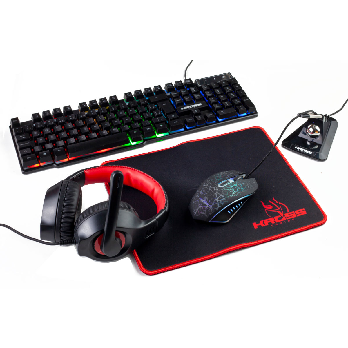 Kit Gamer Kross KE-GK5150 - Teclado + Mouse + Mousepad - Iluminação Rainbow