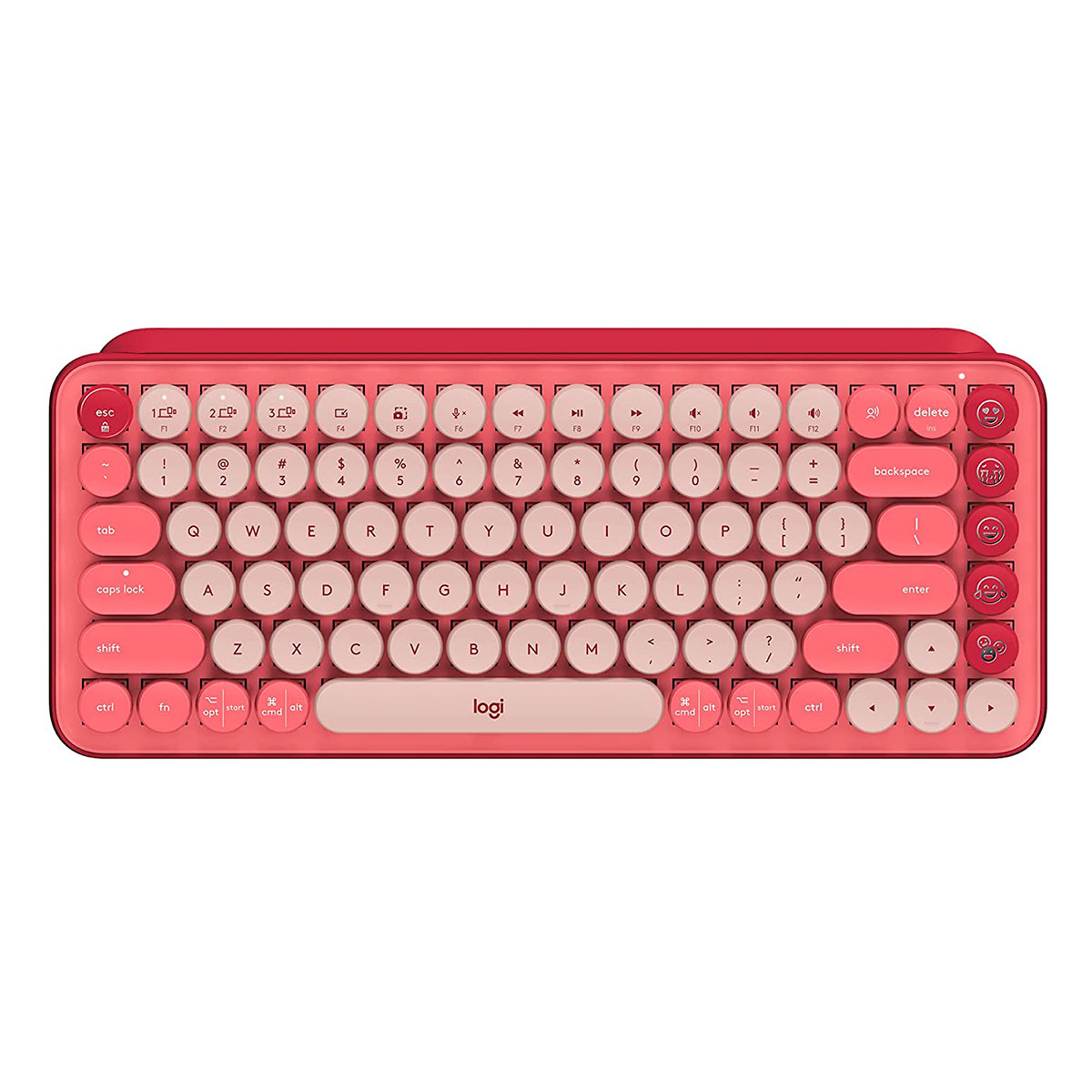 Teclado Mecânico sem Fio Logitech Pop Keys - Switch Brown - USB e Bluetooth - Rosa - 920-010712