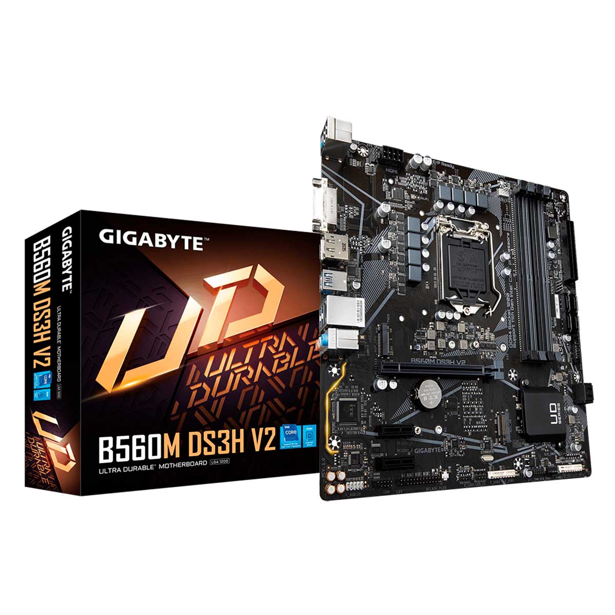 Placa Mãe Gigabyte B560M DS3H V2 (LGA 1200 - DDR4 5333 O.C) - Chipset B560 Express - USB 3.2 - Slot M.2 - Micro ATX
