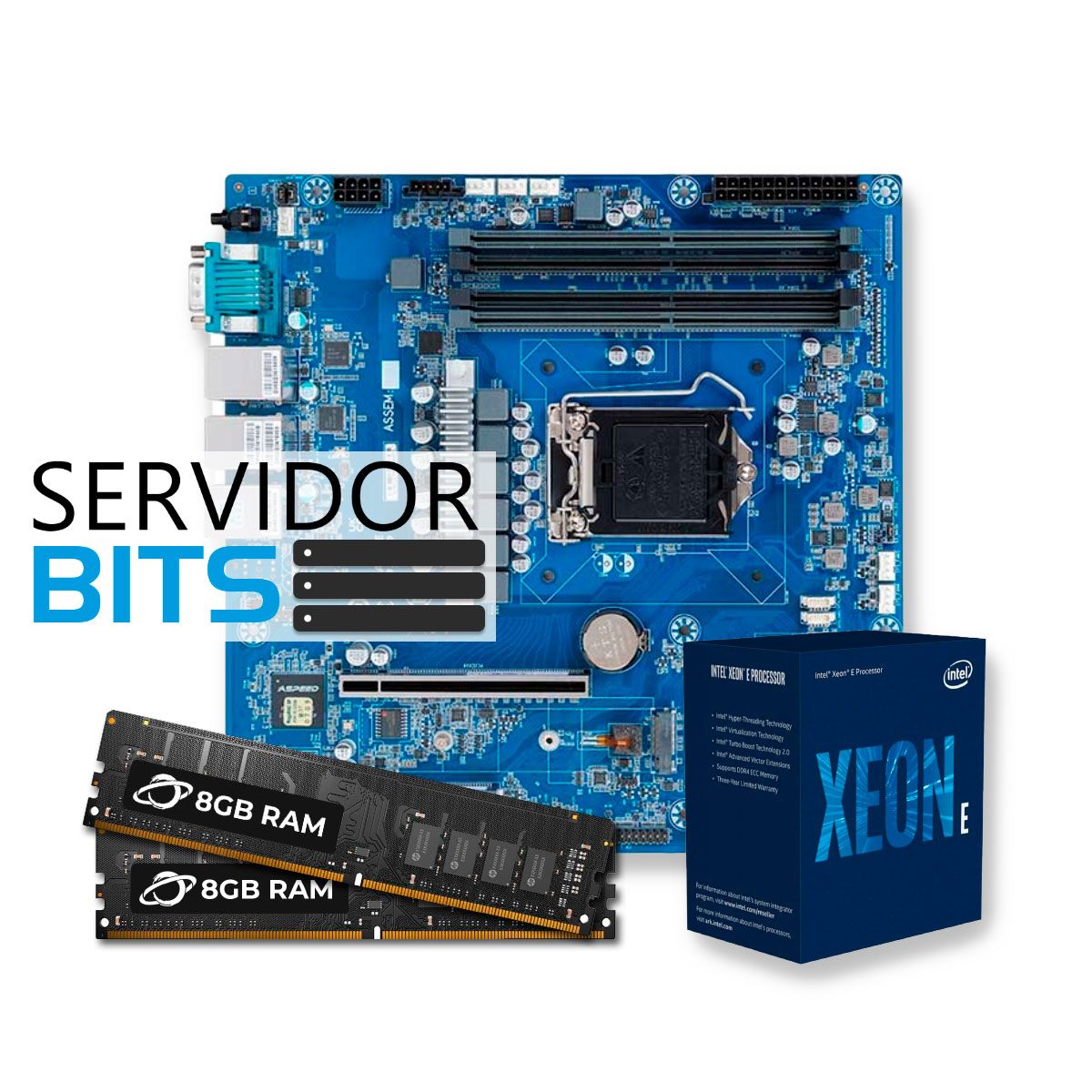Kit Upgrade Servidor - Processador Intel® Xeon® E-2356G + Placa Mãe Gigabyte MX33-BS0 + Memória non-ECC 16GB DDR4 (2x 8GB)