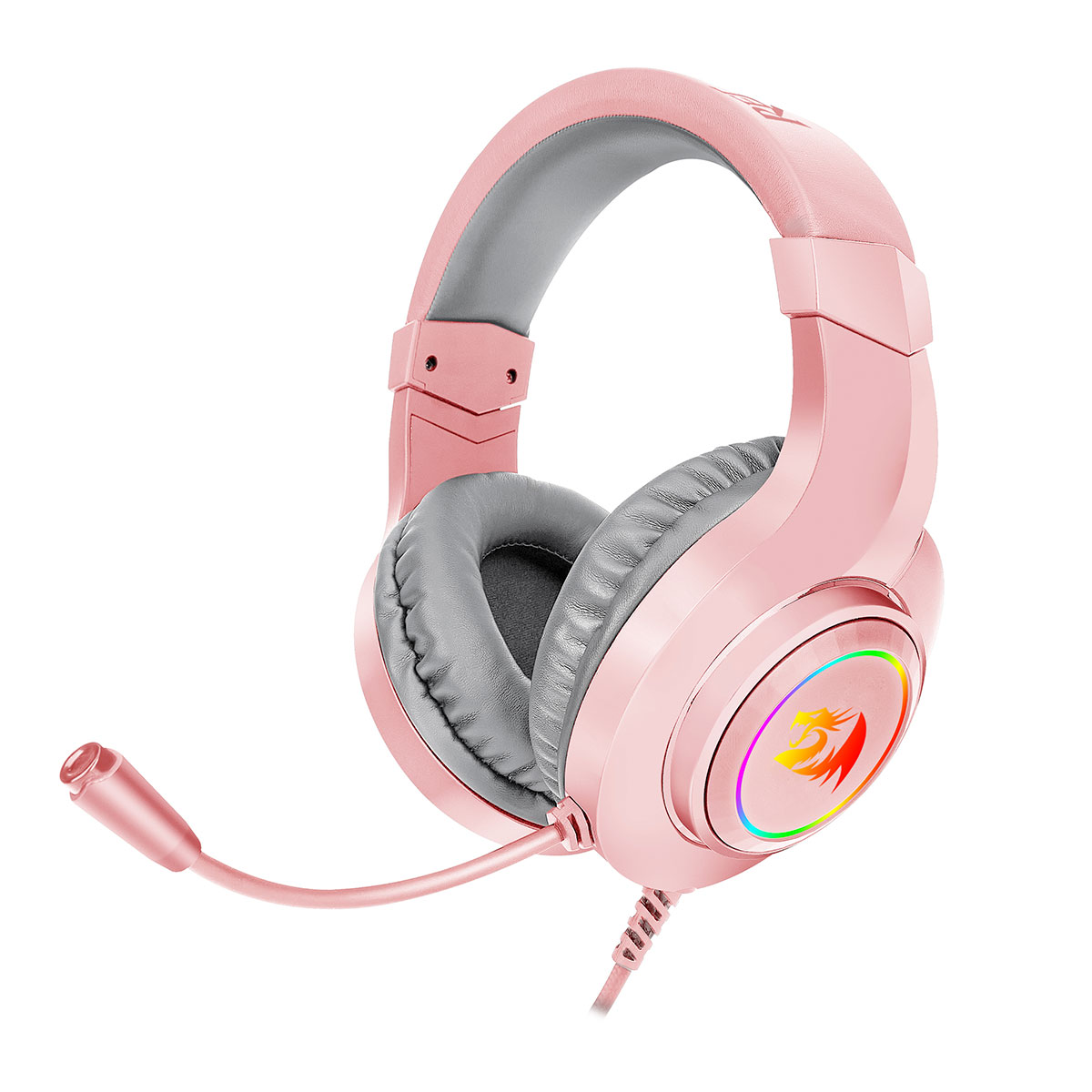 Headset Gamer Redragon Hylas H260-P - Microfone - RGB - Conector P2 e USB para Energia - Rosa