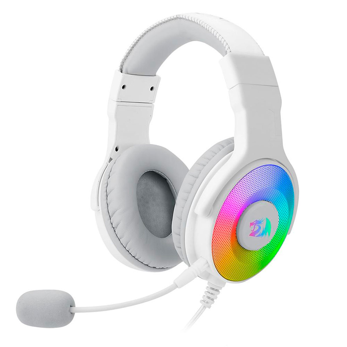 Headset Gamer Redragon Pandora Lunar White - LED RGB - Drivers 50mm - Conector USB - H350W-RGB