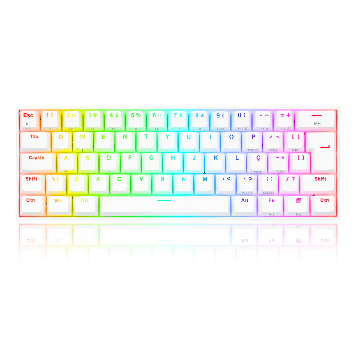 Teclado Mecânico Gamer Redragon Draconic Pro - ABNT2 - 60% - Switch Azul - Iluminação RGB - Branco - K530W-RGB-PRO (PT-BLUE)