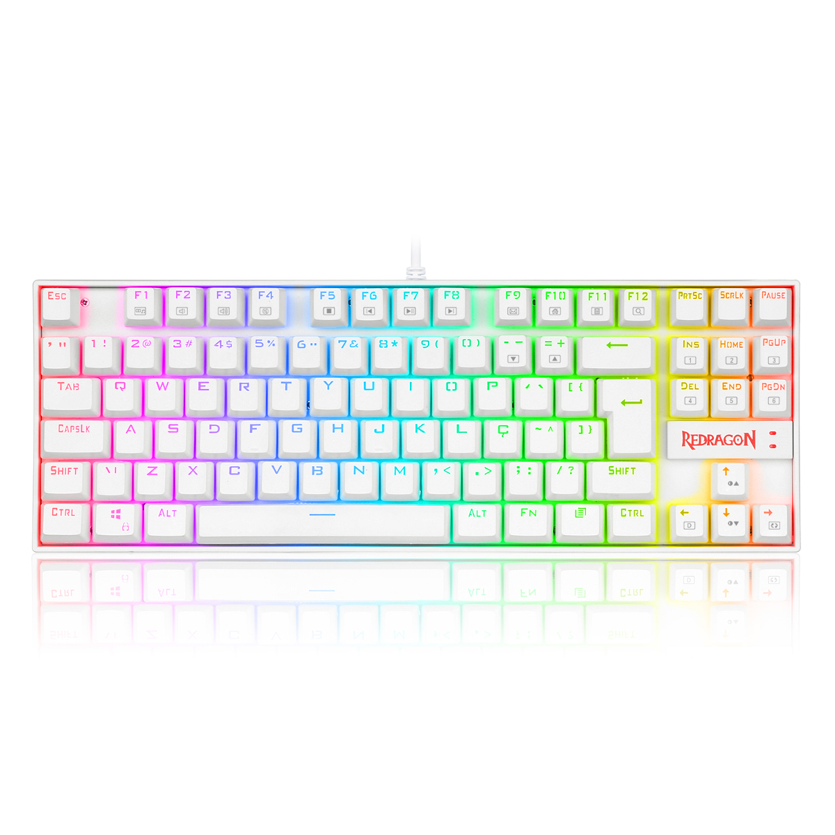 Teclado Mecânico Gamer Redragon Kumara Pro - ABNT2 - Switch Blue Magnetico - Iluminação RGB - Branco - K552W-RGB-PRO