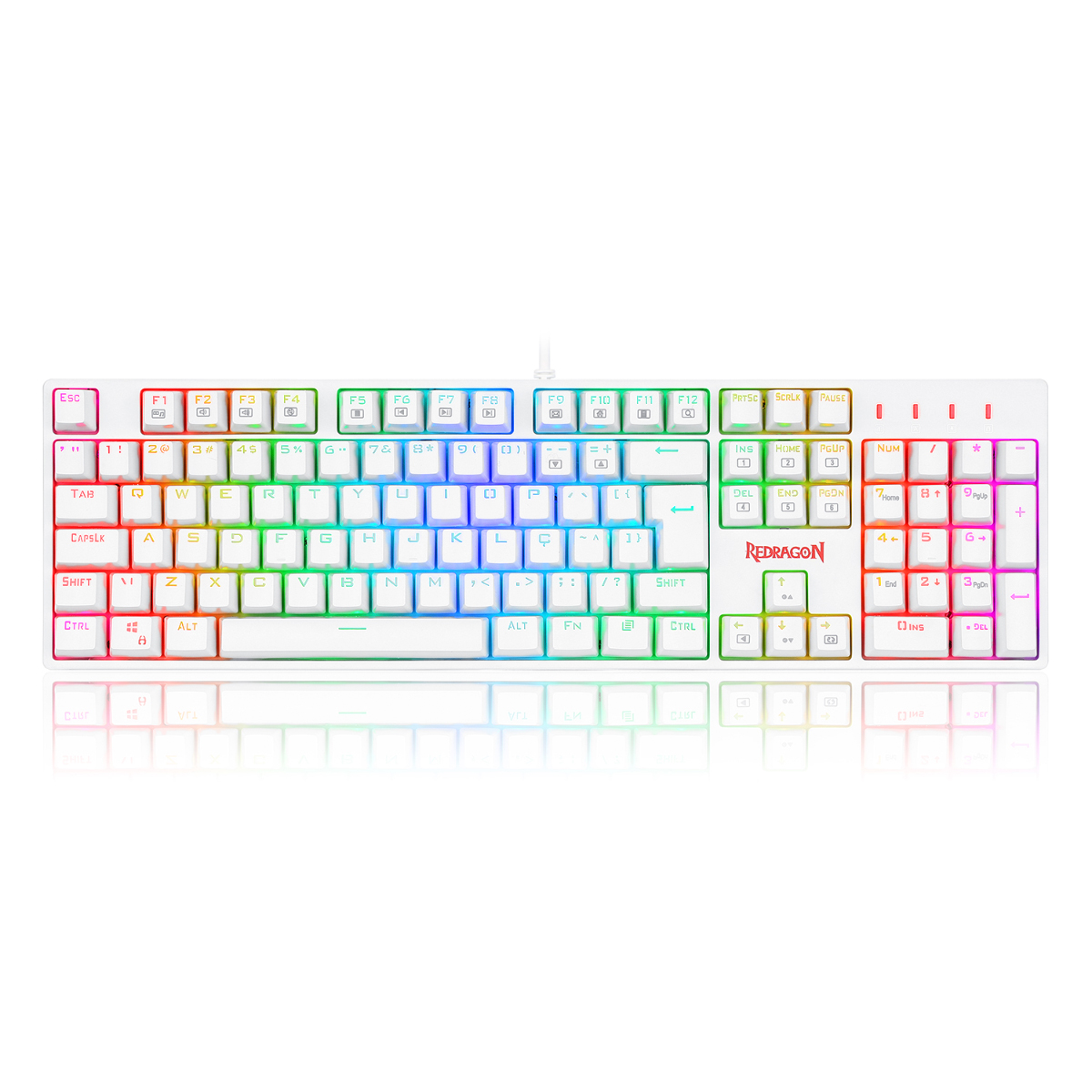 Teclado Mecânico Gamer Redragon Surara Pro - ABNT2 - Switch Azul Óptico - Iluminação RGB - Branco - K582W-RGB-PRO