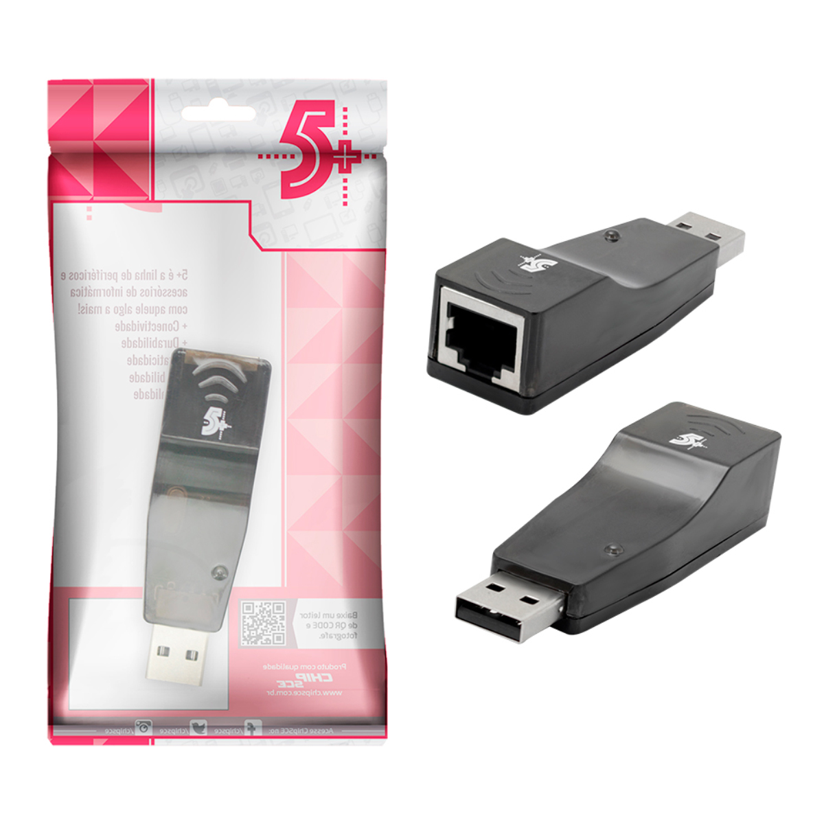 Adaptador USB para RJ45 - 100Mbps - Chipsce 5+ 015-2045