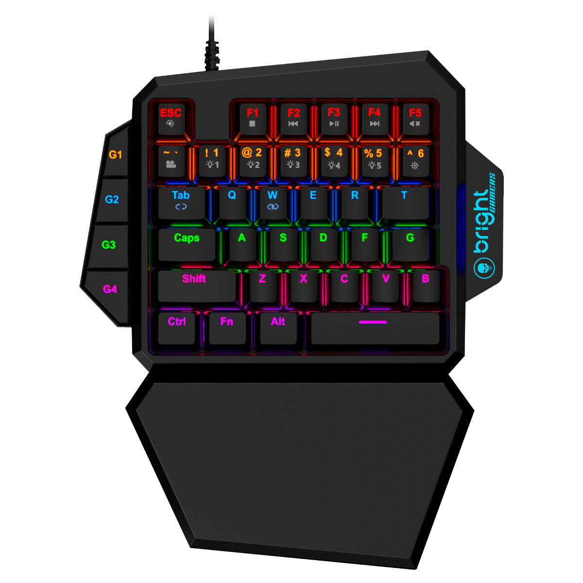 Teclado Mecânico Gamer Bright - One Hand - Switch Azul - LED RGB - GTC563