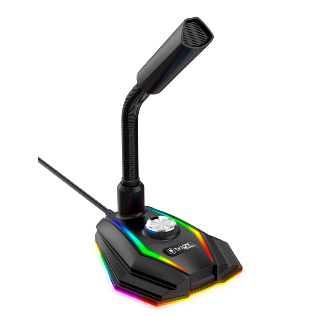 Microfone Gamer Bright - RGB - Haste Flexível - Controle de volume - USB - 0604