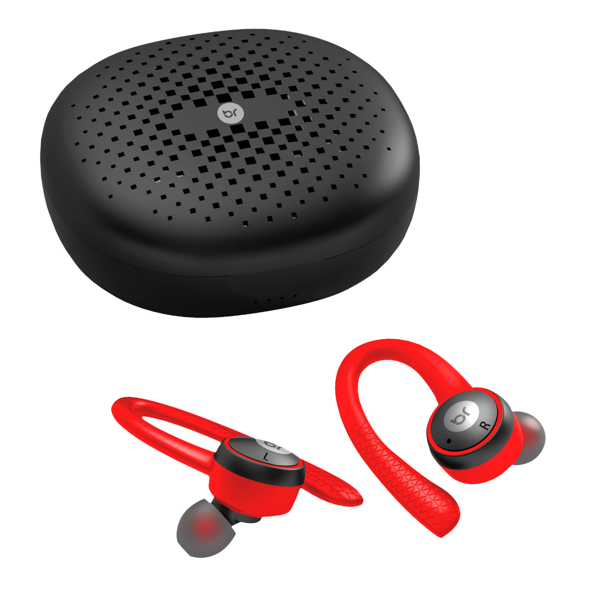 Fone de Ouvido Bluetooth Bright Fit - Case Carregador - Preto e Vermelho - FN557