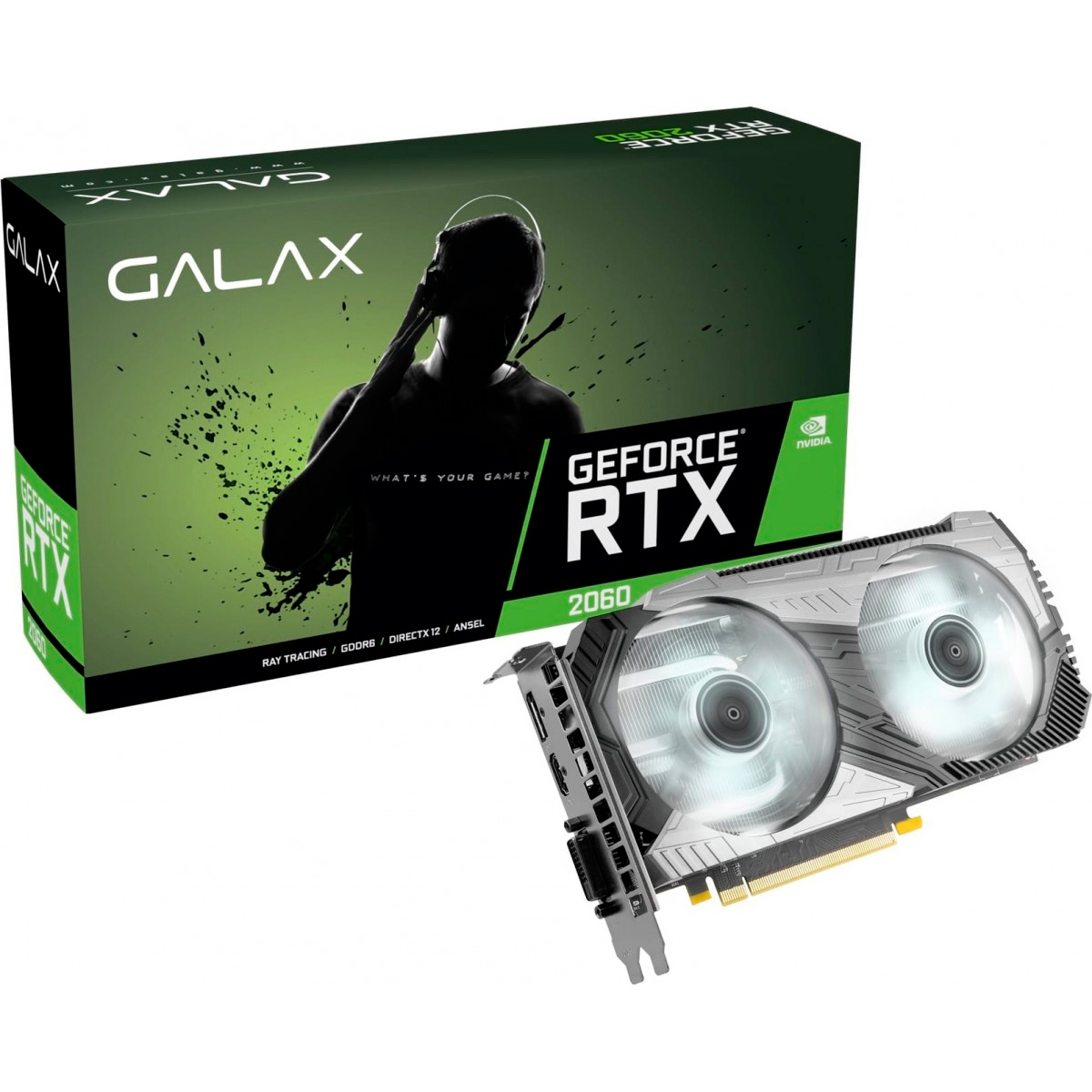 Placa de Vídeo GeForce RTX 2060 6GB GDDR6 192bits - 1-Click OC Plus - Galax 26NRL7HP68CX