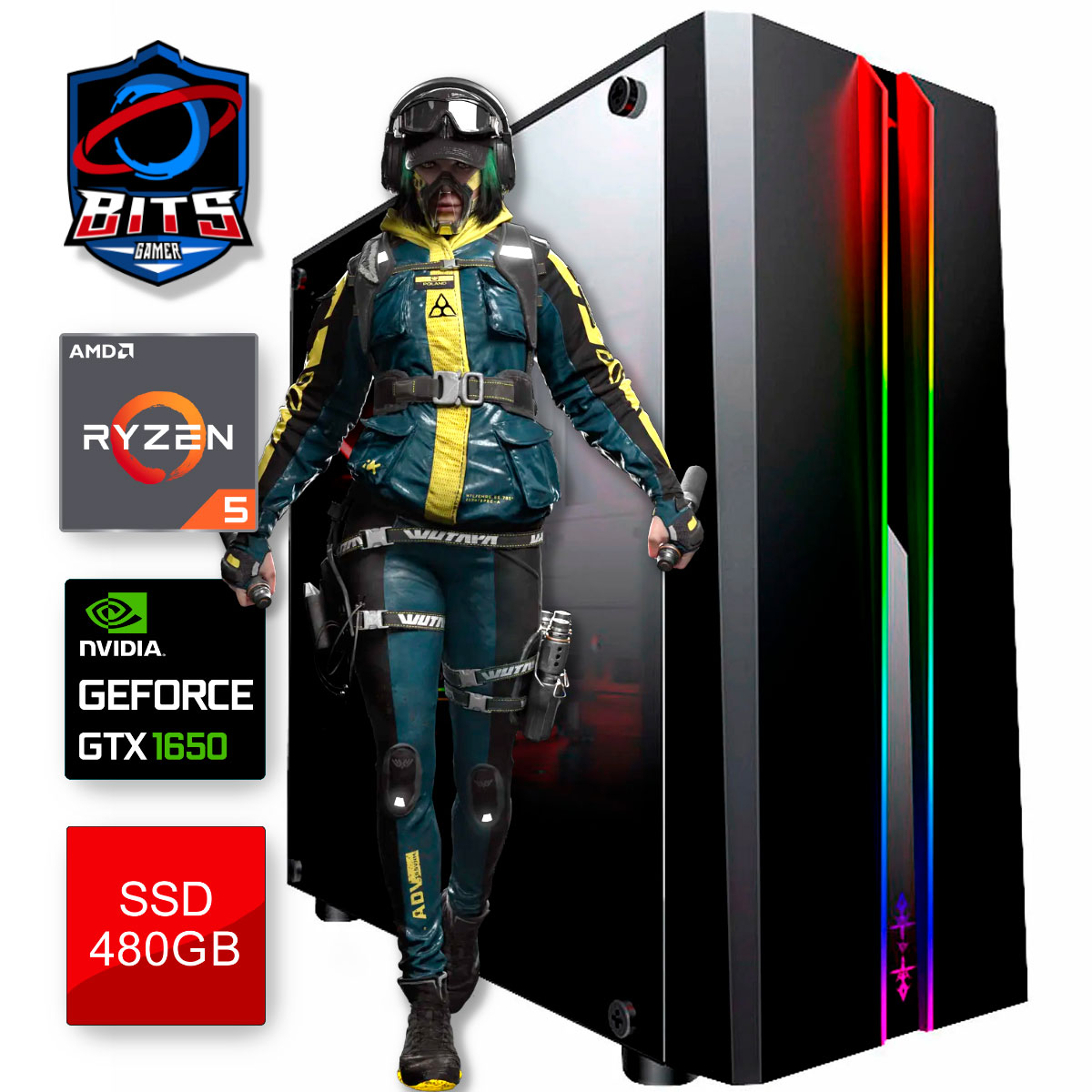 PC Gamer Bits 2024 - AMD Ryzen 5 4500, 16GB, SSD 480GB, Video Geforce GTX 1650