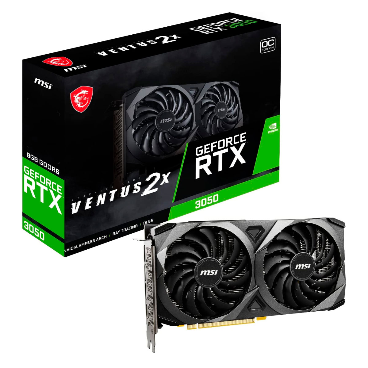 Placa de Vídeo GeForce RTX 3050 8GB GDDR6 128bits - MSI Ventus 2X 8G OC - 912-V397-448