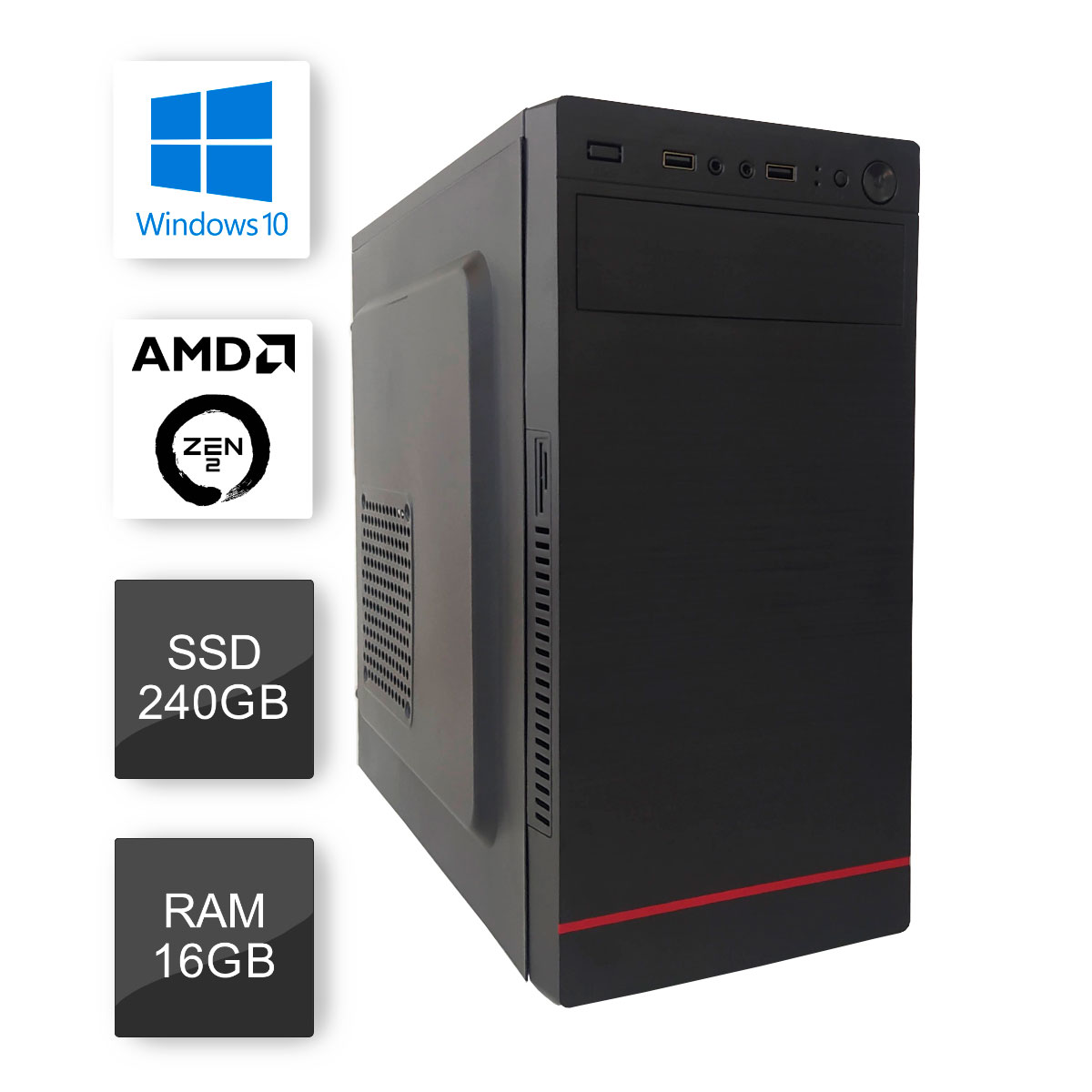 Computador Bits WorkHard - AMD 4700S, 16GB, SSD 240GB, Kit Teclado e Mouse, Windows 10 Home - 2 Anos de garantia