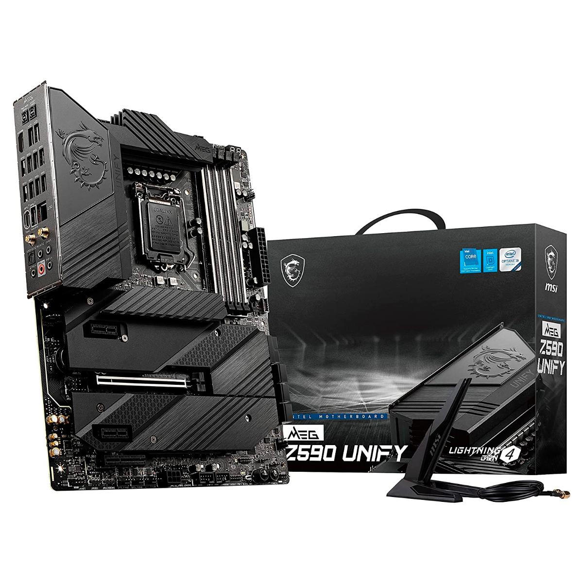 Placa Mãe MSI Z590 MEG Unify (LGA 1200 - DDR4 5333 O.C) - Chipset Intel Z590 - Wi-Fi 6E & Bluetooth - 4 x Slot M.2 - ATX