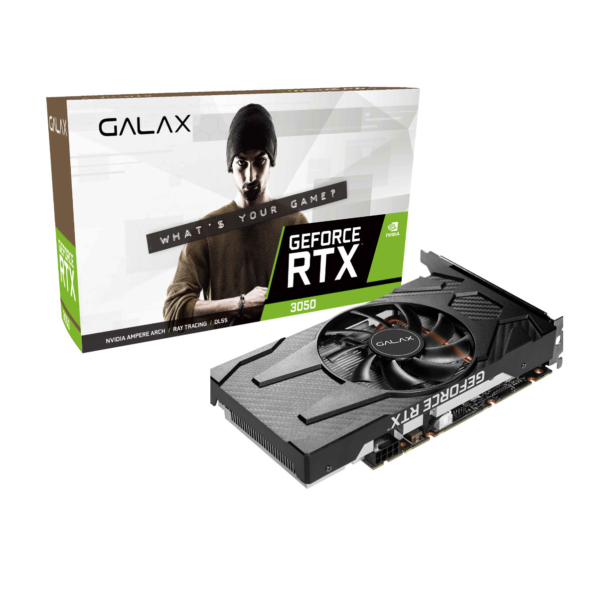 Placa de Vídeo GeForce RTX 3050 8GB GDDR6 128bits - 1-Click OC Plus - GALAX 35NSL8MD5YBP - Selo LHR