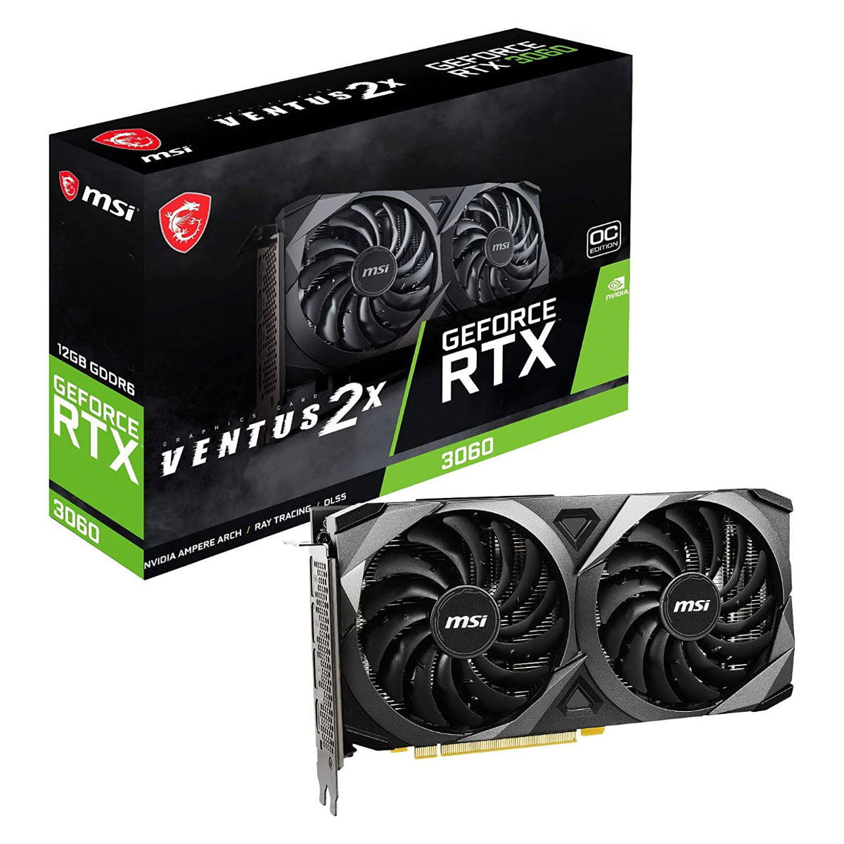 Placa de Vídeo GeForce RTX 3060 12GB GDDR6 192bits - MSI Ventus 2X 12G OC - 912-V397-050
