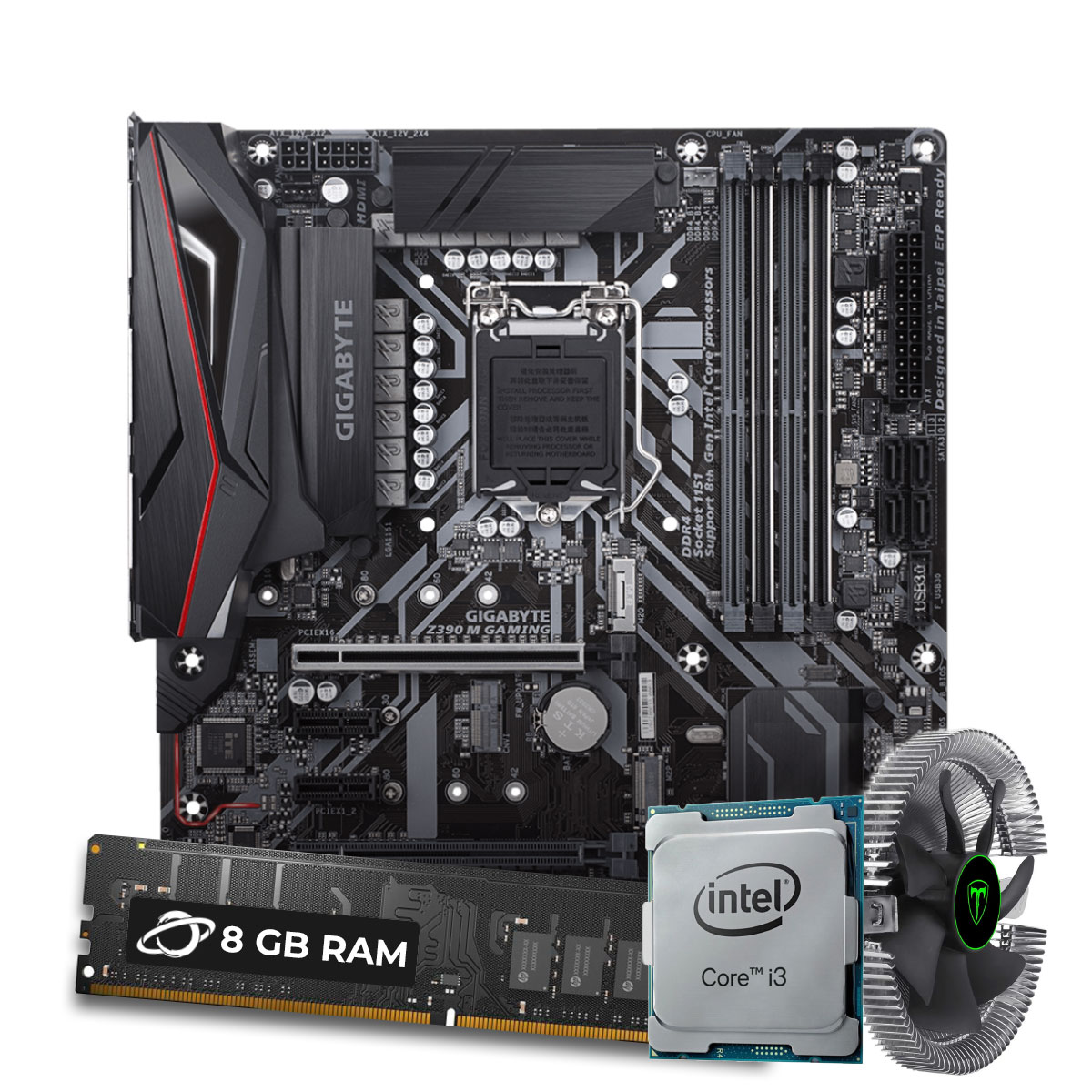 Kit Upgrade Intel® Core™ i3 8300 + Gigabyte Z390 M GAMING + Memória 8GB DDR4