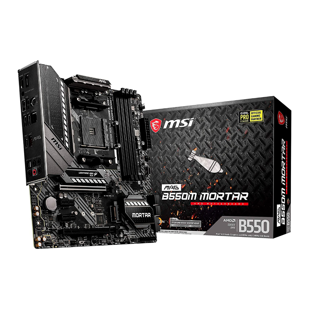 Placa Mãe MSI B550M MAG Mortar (AM4 - DDR4 4400 O.C) - Chipset AMD B550 - USB 3.2 - Slot M.2 - Micro ATX