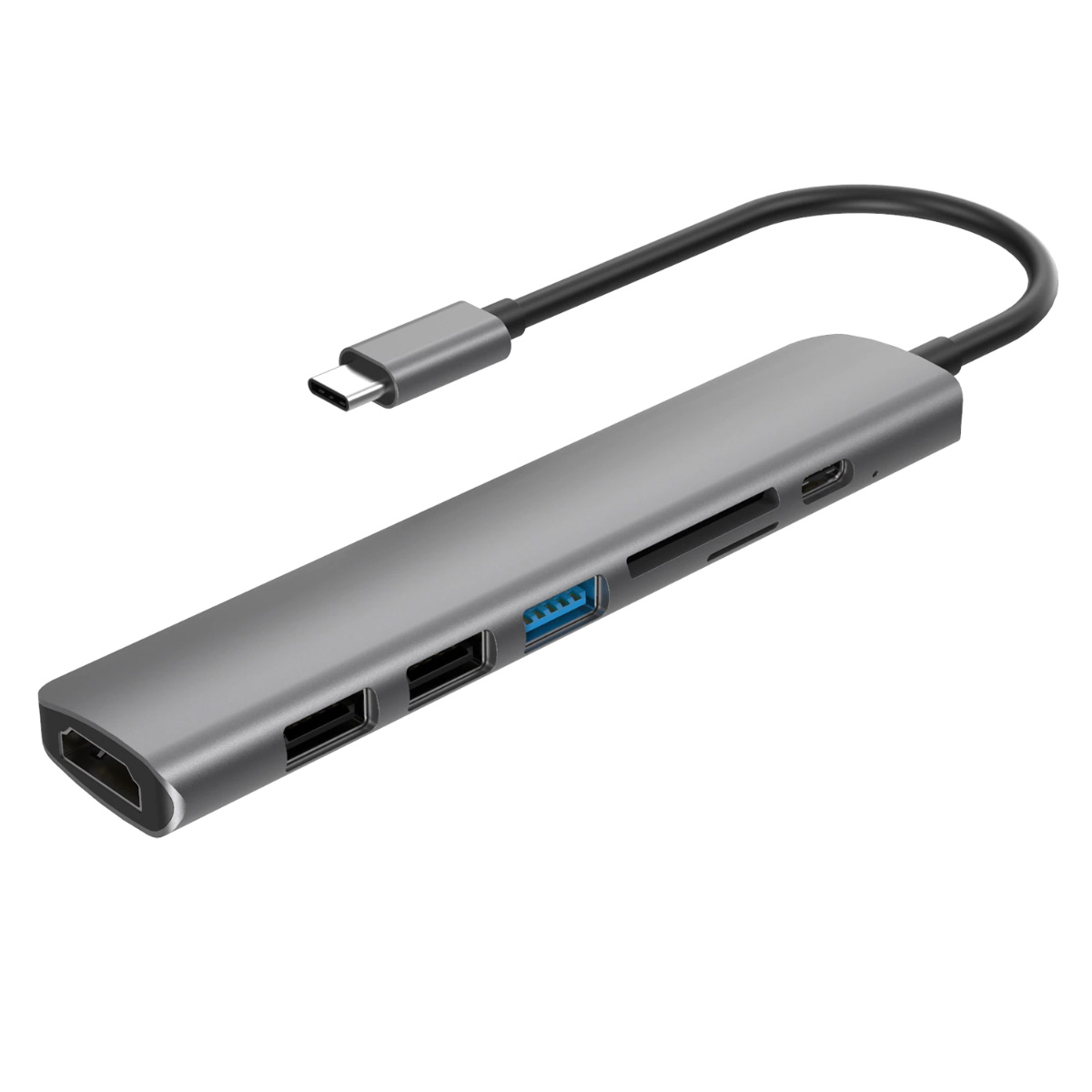 Adaptador Conversor USB-C para HDMI 4K - 3 Portas USB - Leitor de Cartão - USB-C power - Compatível com Samsung DEX