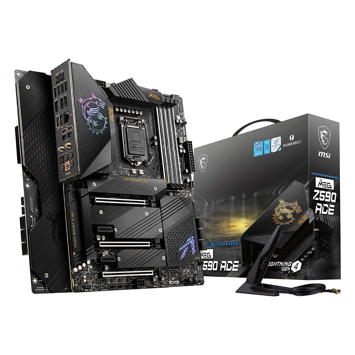 Placa Mãe MSI MEG Z590 ACE (LGA 1200 - DDR4 5600 O.C) - Chipset Intel Z590 - Thunderbolt - RGB - Wi-Fi e Bluetooth - Slot M.2 - ATX