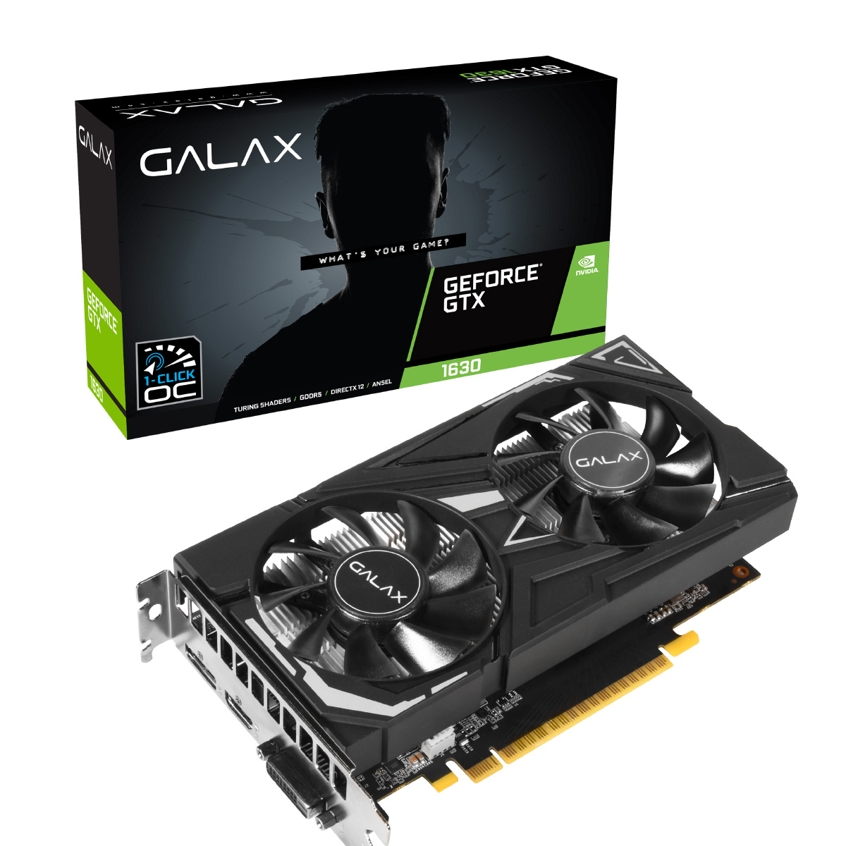 Placa de Vídeo GeForce GTX 1630 4GB GDDR6 64bits - EX 1-Click OC - Galax 63NQL4HP66EX
