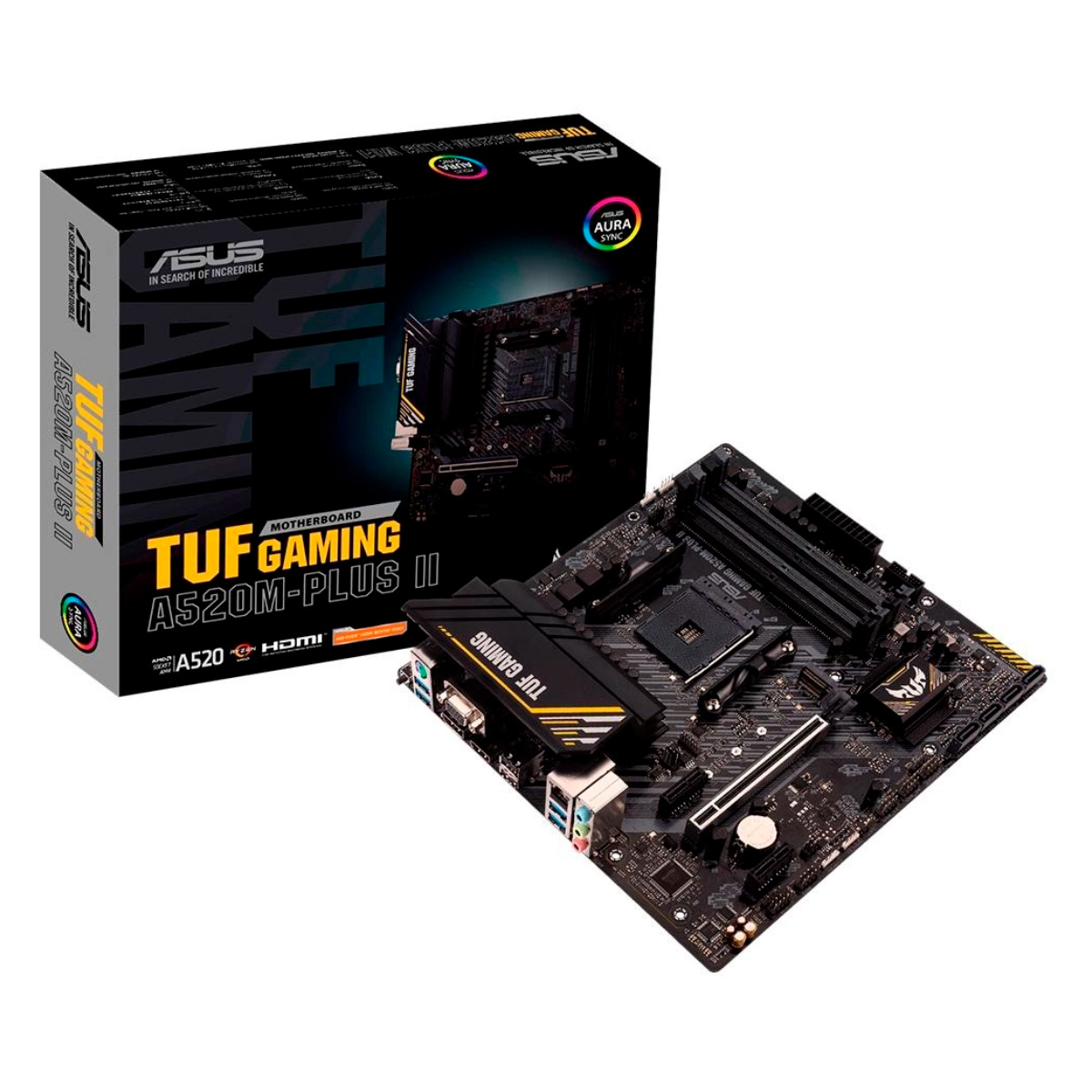 Placa Mãe Asus TUF Gaming A520M PLUS II (AM4 - DDR4 4866 O.C) - Chipset AMD A520 - USB 3.2 - Slot M.2 - Micro ATX