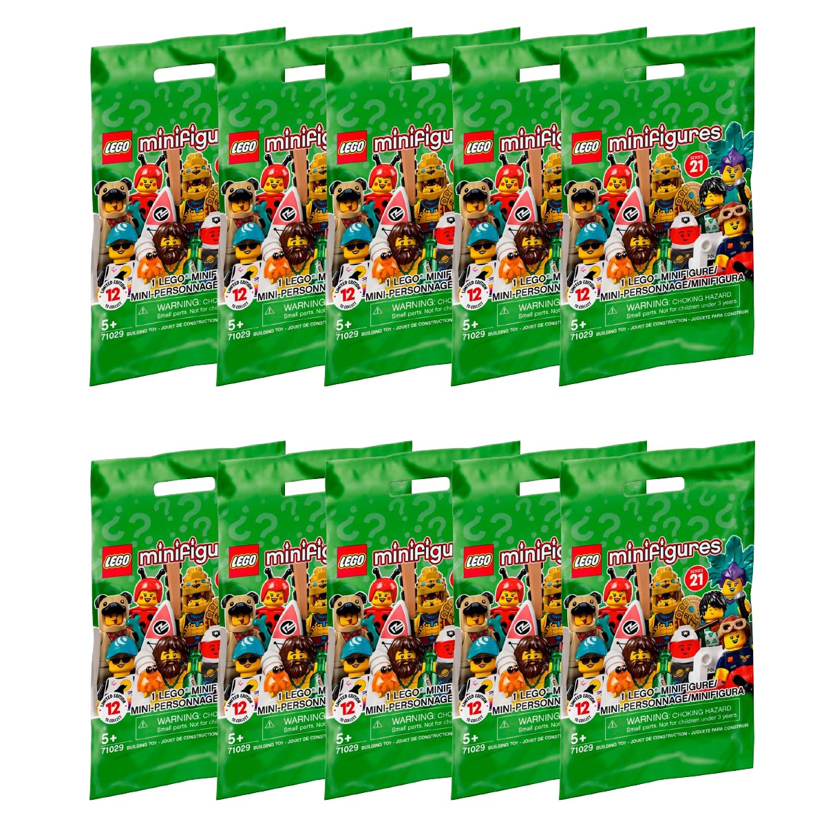 Pack 10x LEGO Minifiguras - Série 21 - Unidade Sortida - 71029