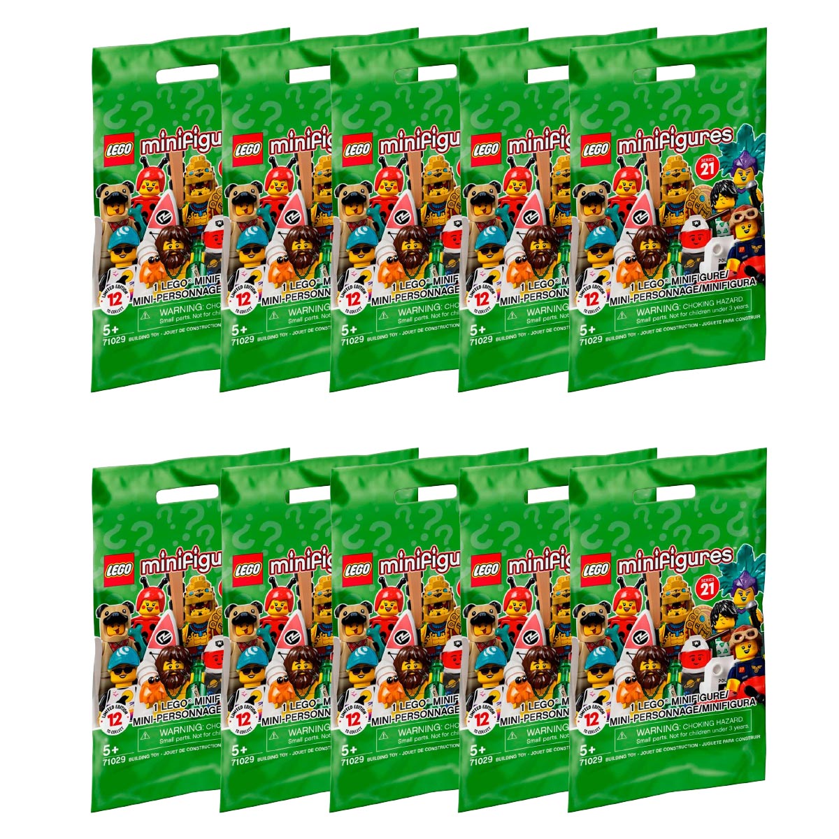 Pack 10x LEGO Minifiguras - Série 21 - Unidade Sortida - 71029