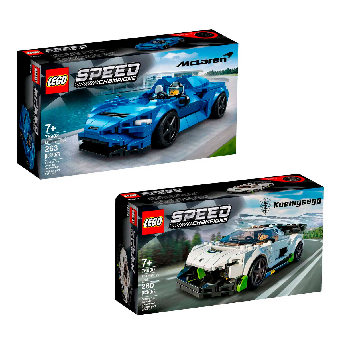 Conjunto LEGO Speed Champions - McLaren Elva + Koenigsegg Jesko