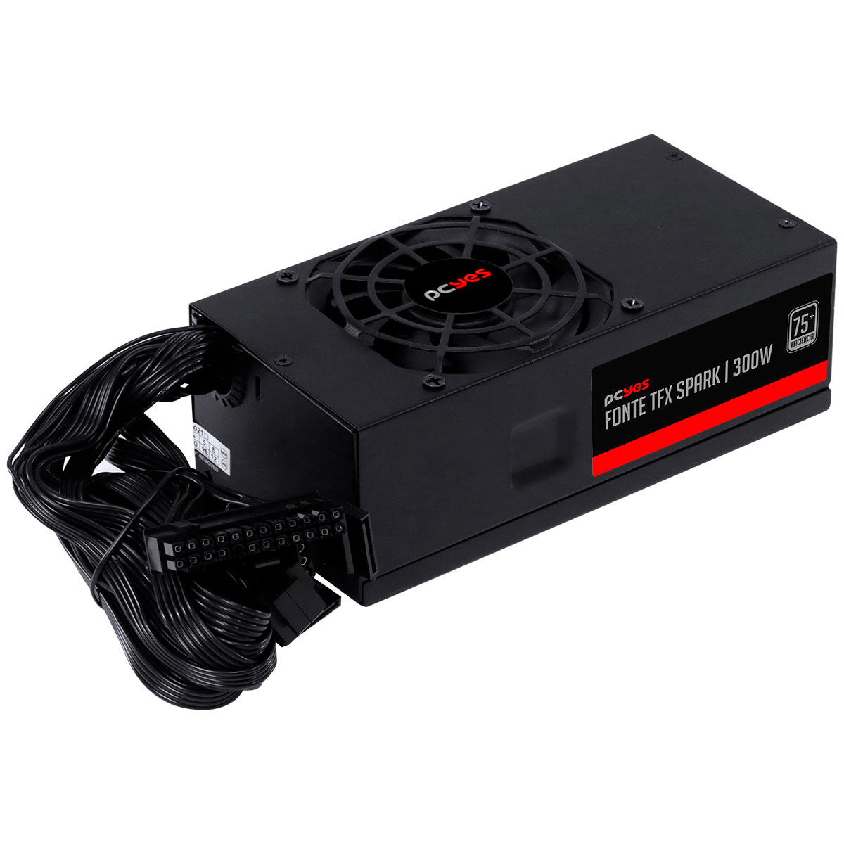 Fonte 300W PCYes TFX Spark - Padrão TFX - Eficiencia 75% - PFC Ativo - Para mini PC - TFXKP300TB