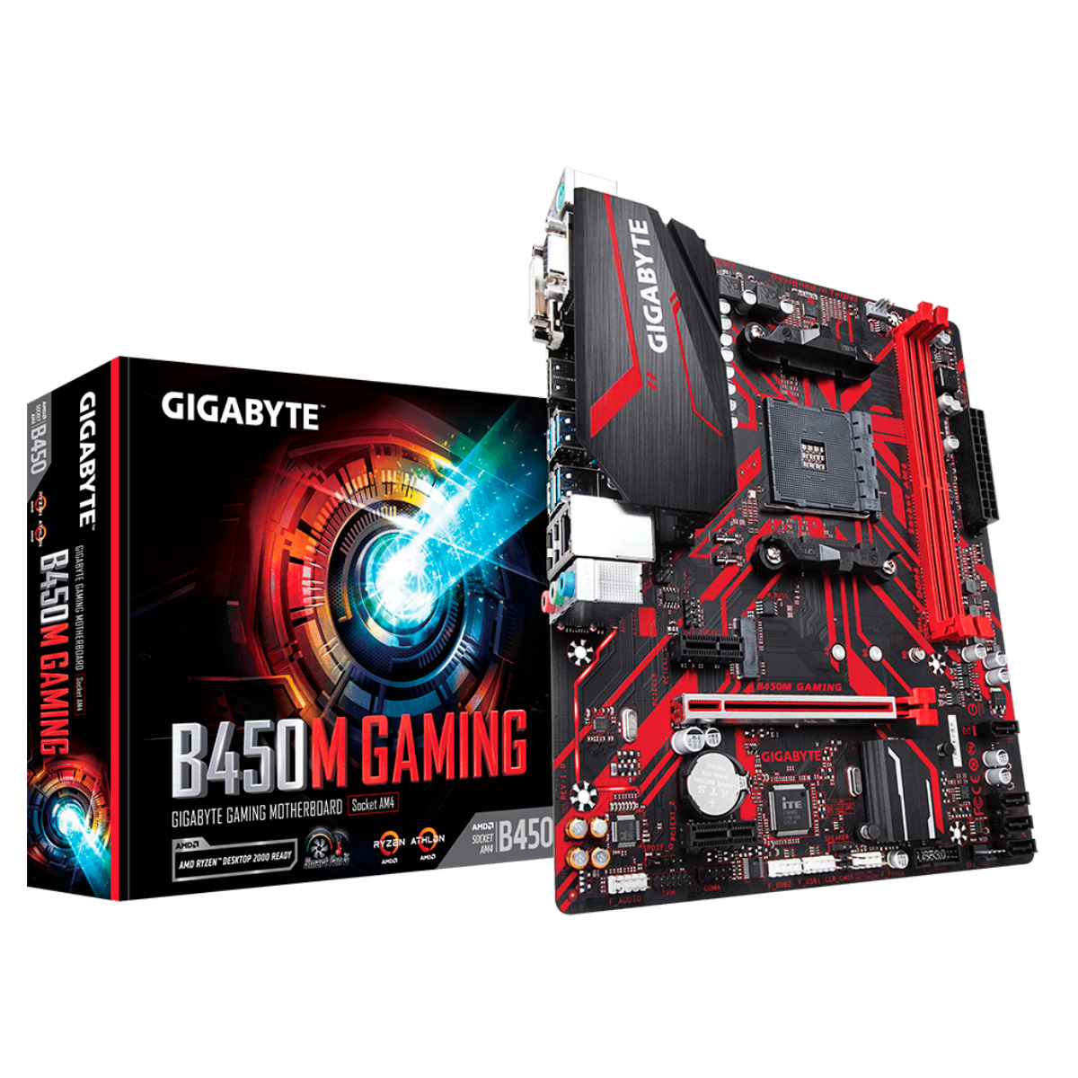 Placa Mãe Gigabyte B450M Gaming (AM4 DDR4 3600 O.C) - Chipset AMD B450 - USB 3.1 - Slot M.2 - Micro ATX