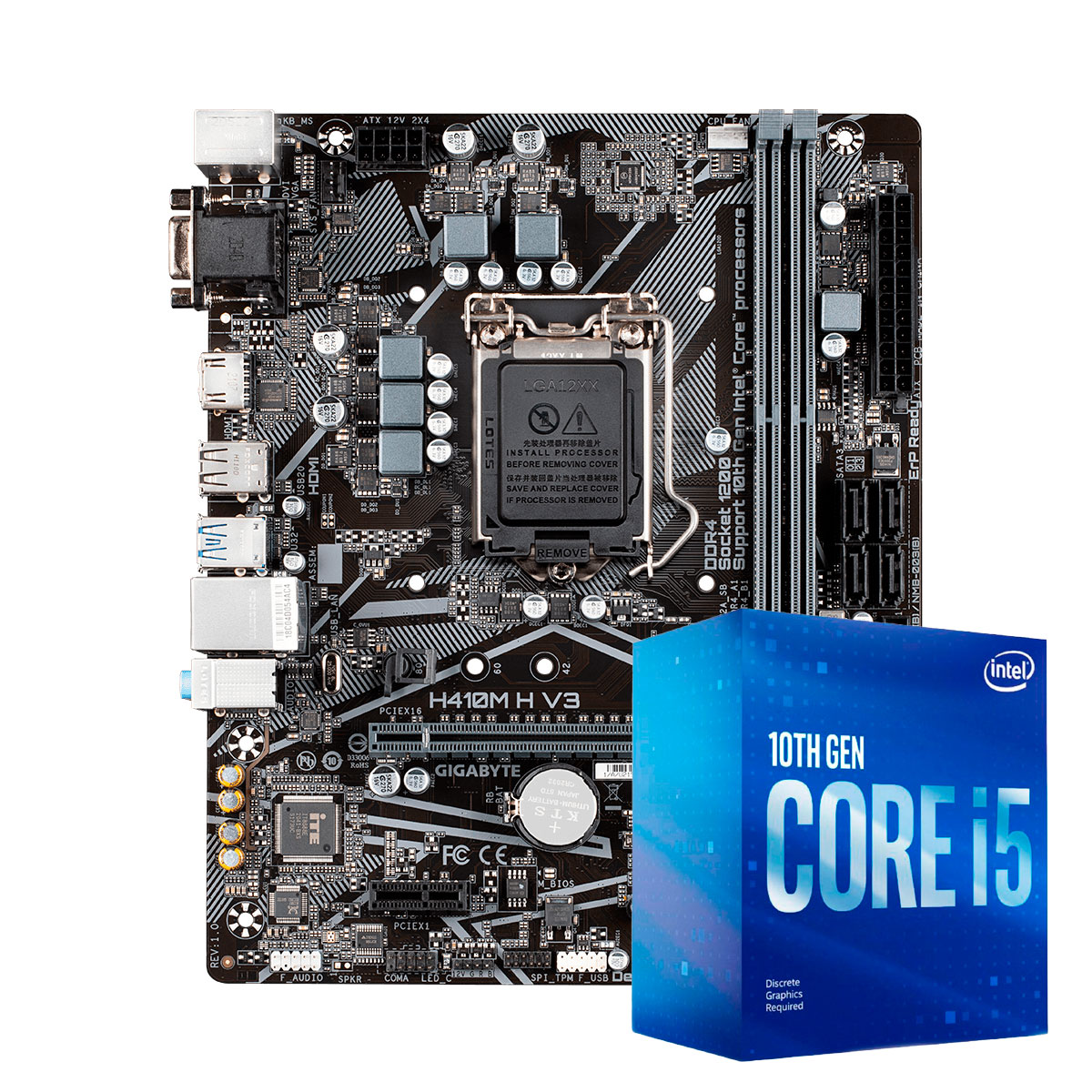 Kit Upgrade Processador Intel® Core™ i5 10400F + GIGABYTE H410M-H V3