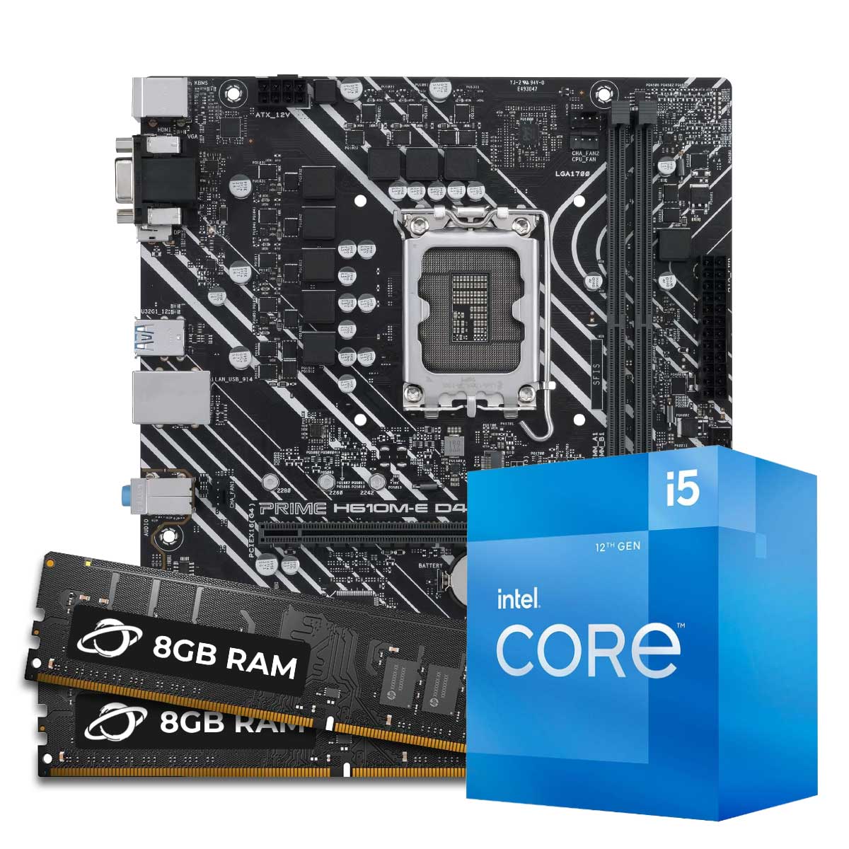 Kit Upgrade Processador Intel® Core™ i5 12400F + Placa Mãe Asus Prime H610M-E D4 + Memória 16GB DDR4  (2x 8GB Dual channel)