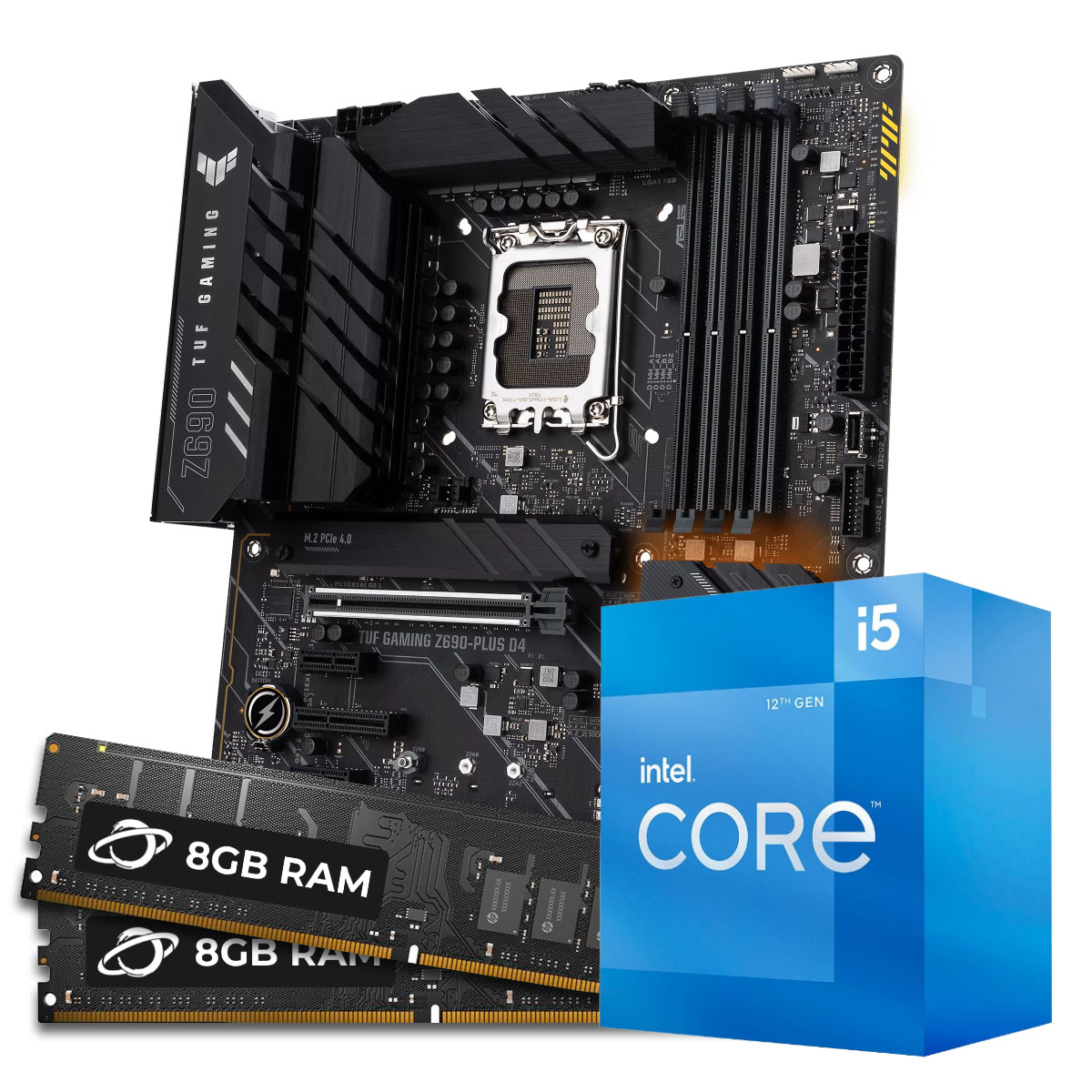 Kit Upgrade Processador Intel® Core™ i5 12400F + Placa Mãe Asus TUF Gaming Z690-PLUS D4 + Memória 16GB DDR4  (2x 8GB Dual channel)