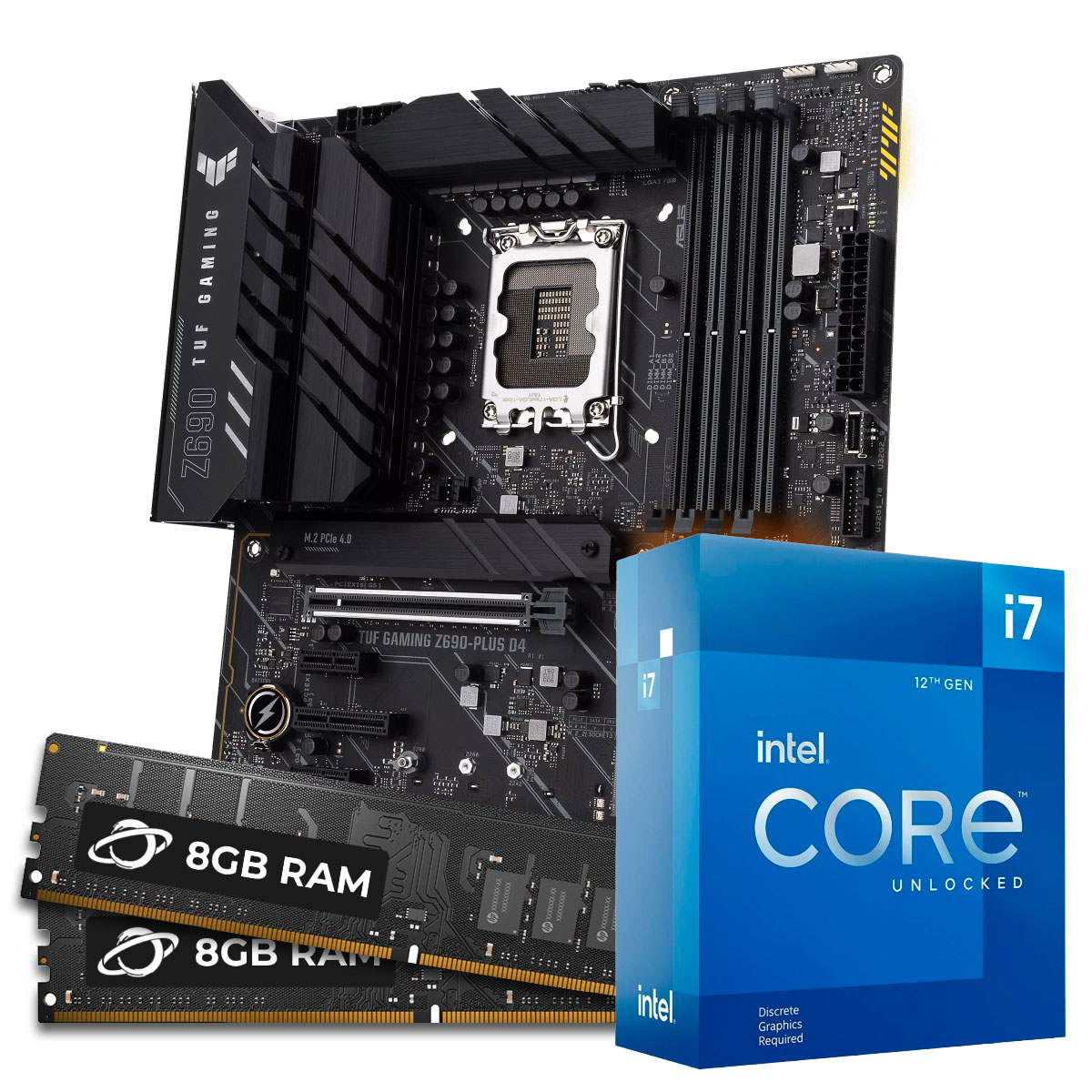 Kit Upgrade Processador Intel® Core™ i7 12700F + Placa Mãe Asus TUF Gaming Z690-PLUS D4 + Memória 16GB DDR4  (2x 8GB Dual channel)