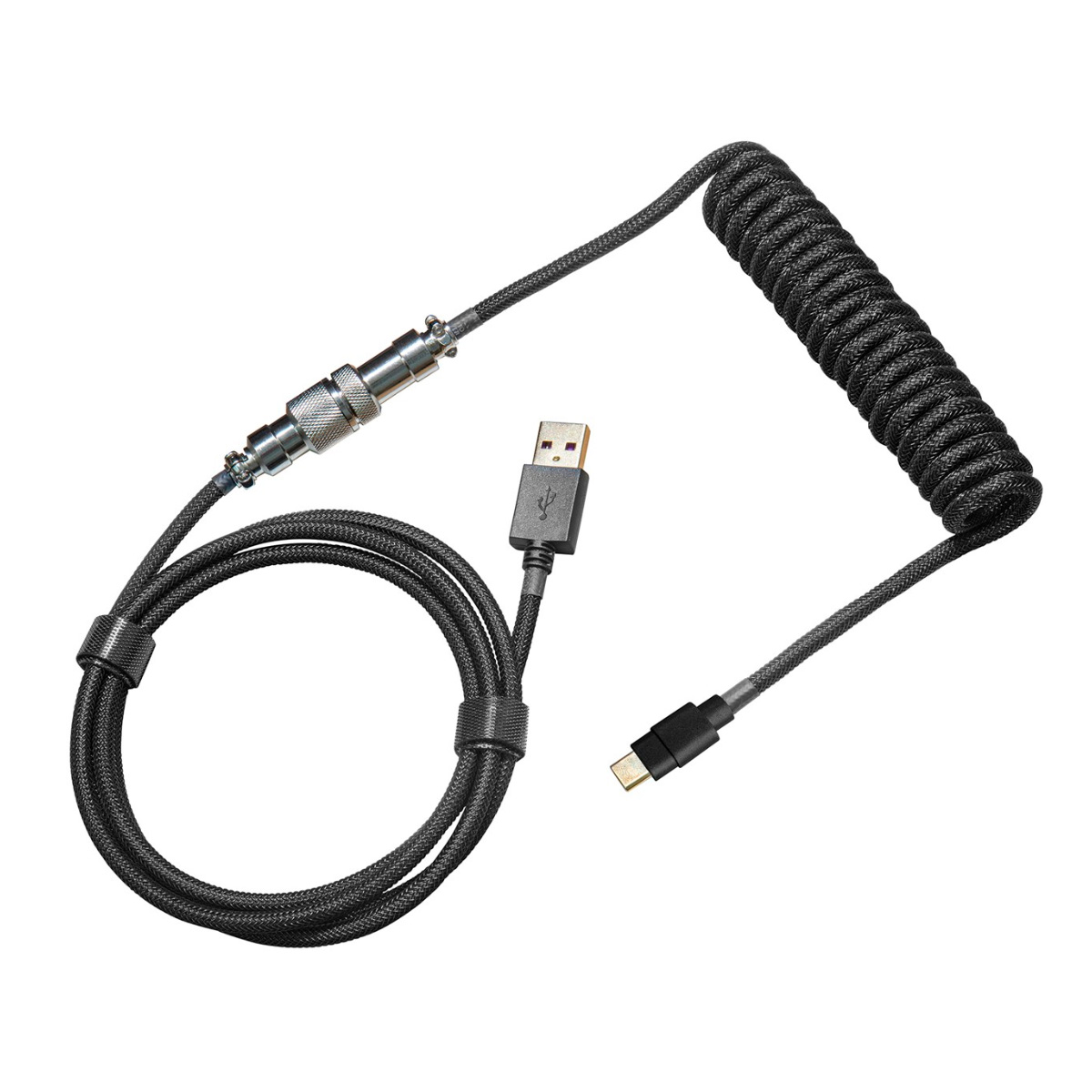 Cabo para Teclado Coiled Cooler Master - Até 1.5m - Conector Aviator - Preto - KB-CBZ1