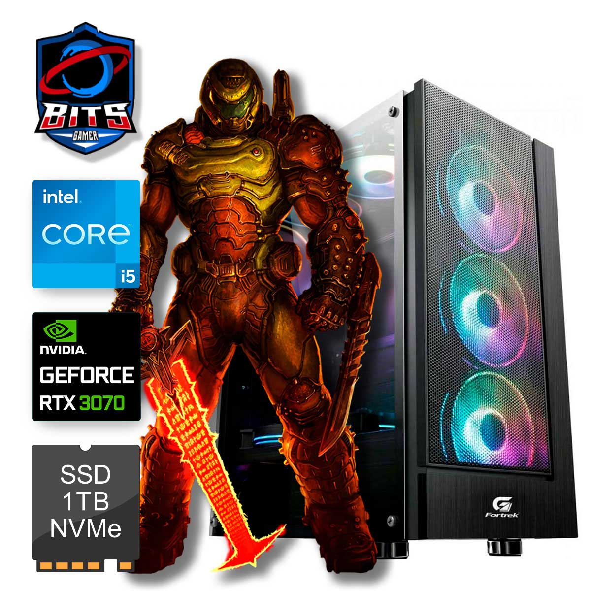 PC Gamer Bits 2025 - Intel i5 14400F, 16GB, SSD 1TB, Video GeForce RTX 3070 - Windows 11